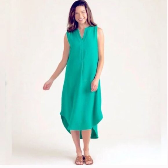💚 S’Edge Apparel Green High-Low Cotton Dress (S, Fits M) 💚 - Picture 1 of 8